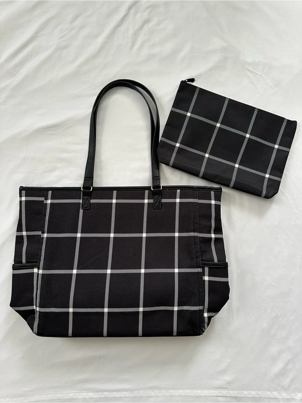 thirty-one Black Windowpane Tote & Matching Pouch